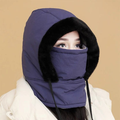 Plüschgefütterte, verdickte Thermomütze mit Gesichtsmaske für Männer und Frauen