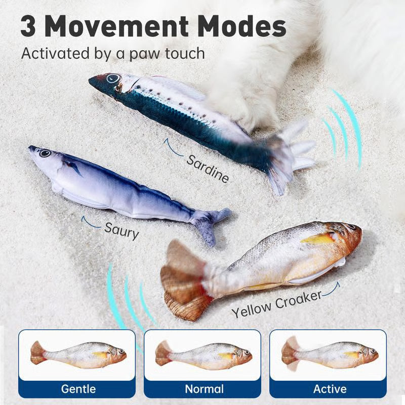 🥳2026 NYHET🥳🔥KÖP MER SPARA MER🔥💥ÖVER 50K SÅLDA! 🐟Realistisk hoppande fiskleksak för katter. Rör sig automatiskt vid beröring, lockar din katt att leka och träna. Mjukt säkert material, återuppladdningsbar, håller din katt aktiv och minskar tristess!🐱