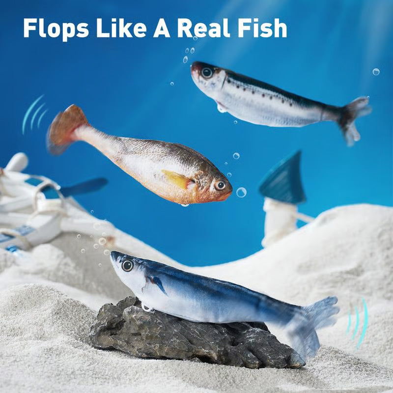 🥳2026 NYHET🥳🔥KÖP MER SPARA MER🔥💥ÖVER 50K SÅLDA! 🐟Realistisk hoppande fiskleksak för katter. Rör sig automatiskt vid beröring, lockar din katt att leka och träna. Mjukt säkert material, återuppladdningsbar, håller din katt aktiv och minskar tristess!🐱
