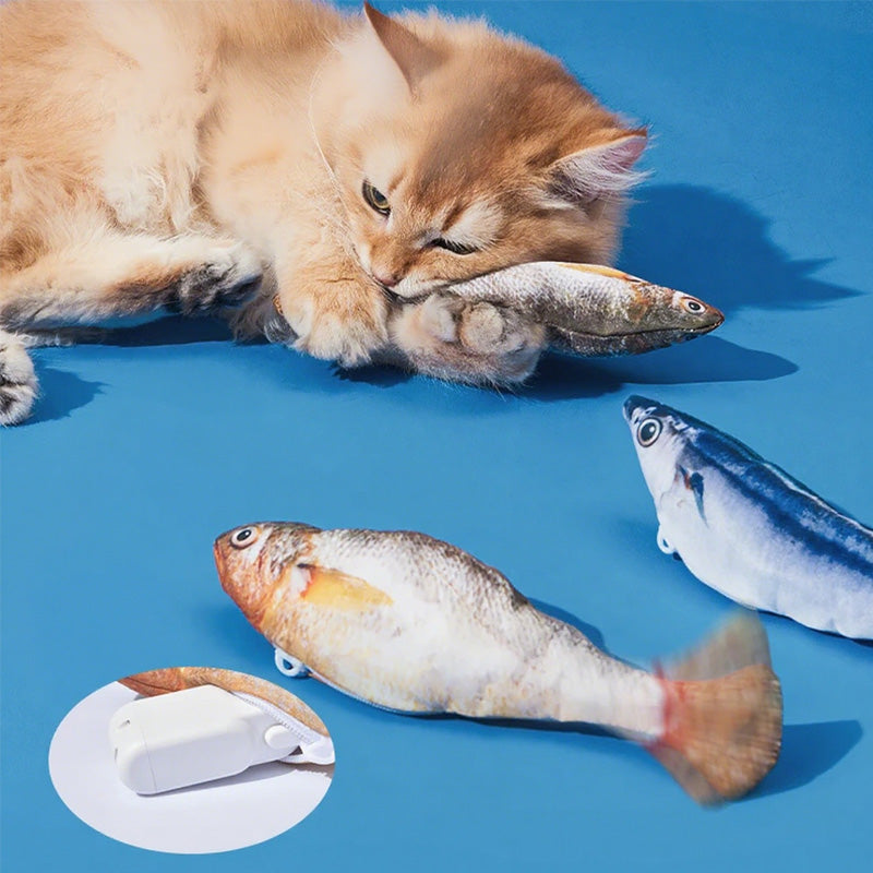 🥳2026 NYHET🥳🔥KÖP MER SPARA MER🔥💥ÖVER 50K SÅLDA! 🐟Realistisk hoppande fiskleksak för katter. Rör sig automatiskt vid beröring, lockar din katt att leka och träna. Mjukt säkert material, återuppladdningsbar, håller din katt aktiv och minskar tristess!🐱