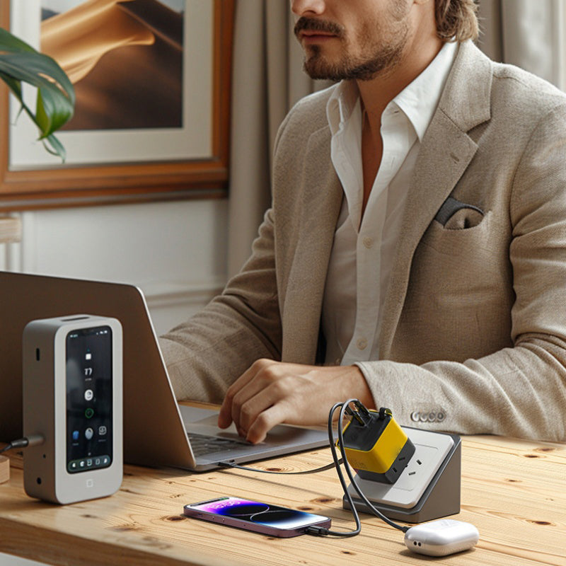 🔥REA – 50 % RABATT🎁 65 W snabbladdare för mobiltelefon med infällbar 80 cm lång Type-C-kabel