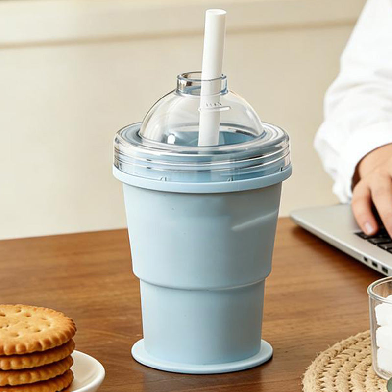 🔥HET SALU🔥 Bärbar silikonmugg med sugerör & isform 🧊🥤