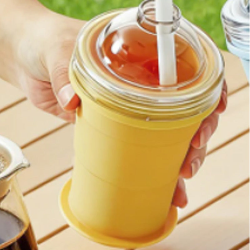 🔥HET SALU🔥 Bärbar silikonmugg med sugerör & isform 🧊🥤