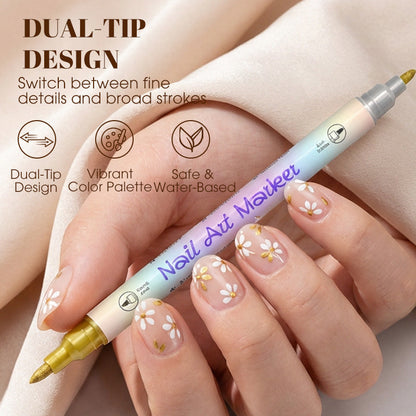✍️ 50 % RABATT! 💅 Nageldesignpenna med 2-i-1-spets – exakta linjer och detaljer – perfekt för hemmet eller på resan – snygg, professionell nagelkonst utan krångel ✨