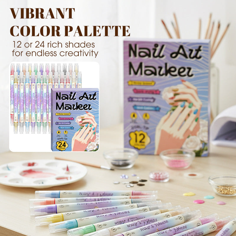 ✍️ 50 % RABATT! 💅 Nageldesignpenna med 2-i-1-spets – exakta linjer och detaljer – perfekt för hemmet eller på resan – snygg, professionell nagelkonst utan krångel ✨