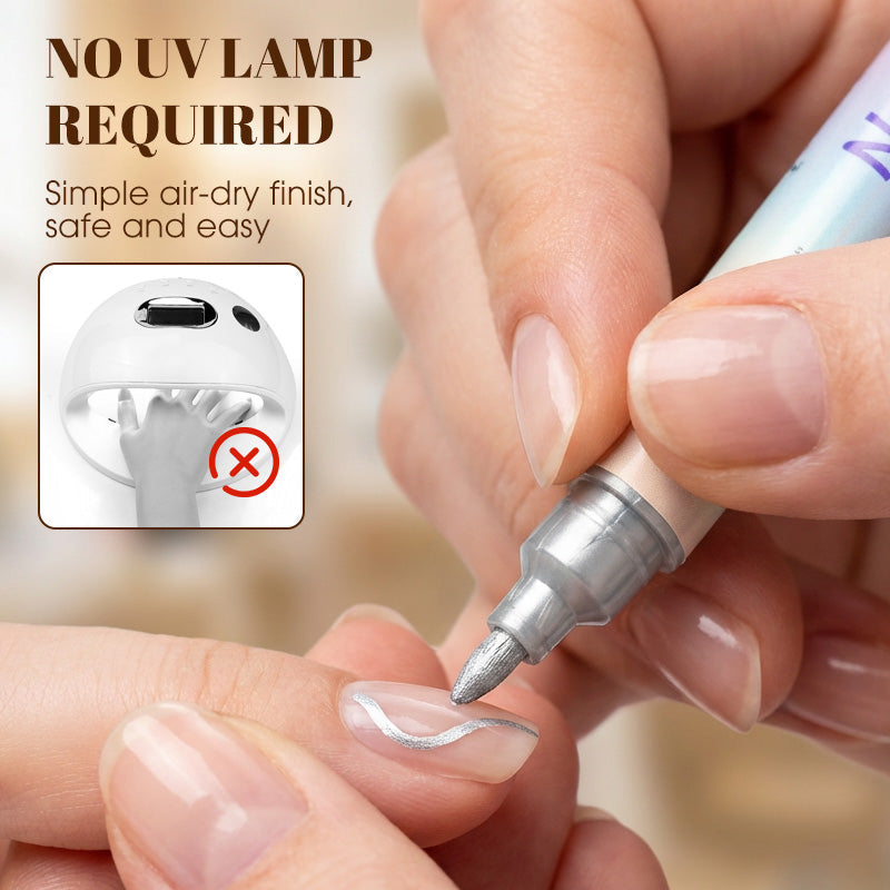 ✍️ 50 % RABATT! 💅 Nageldesignpenna med 2-i-1-spets – exakta linjer och detaljer – perfekt för hemmet eller på resan – snygg, professionell nagelkonst utan krångel ✨