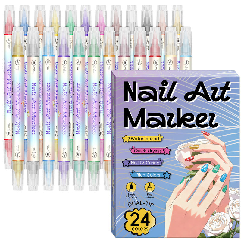 ✍️ 50 % RABATT! 💅 Nageldesignpenna med 2-i-1-spets – exakta linjer och detaljer – perfekt för hemmet eller på resan – snygg, professionell nagelkonst utan krångel ✨