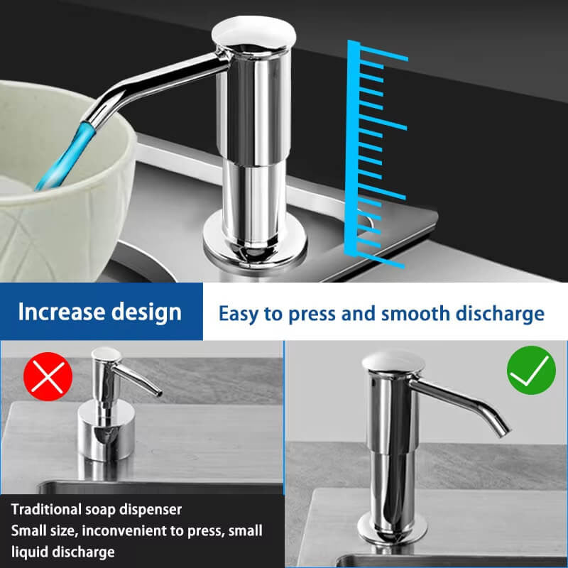 ⏰50% RABATT UNDER BEGRÄNSAD TID! 🧴🚿 Säg adjö till den otympliga tvålflaskan: denna inbyggda dispenser levererar tvål när det behövs, utan strul eller späll. 🍽️
