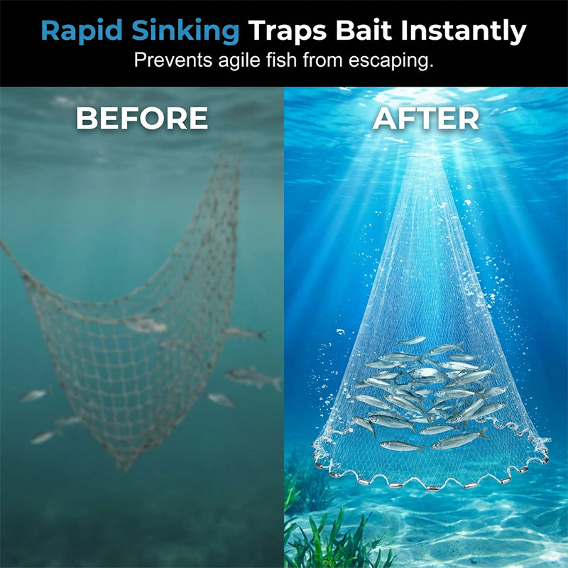 🎣 50 % RABATT! Kasta enklare, täck mer vatten – Easy-Throw kastnät med snabb sänkning och stabilt grepp
