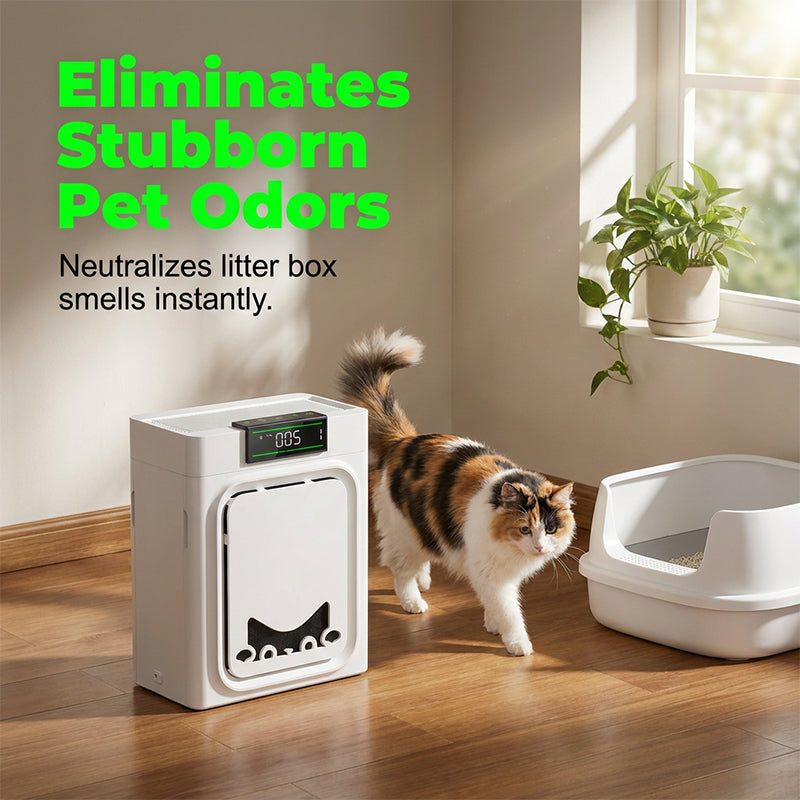 🐾 Luftrenare för husdjur med tvättbart filter – fångar hår & djurspill, neutraliserar lukter, dubbel HEPA – kompakt & effektiv 💨