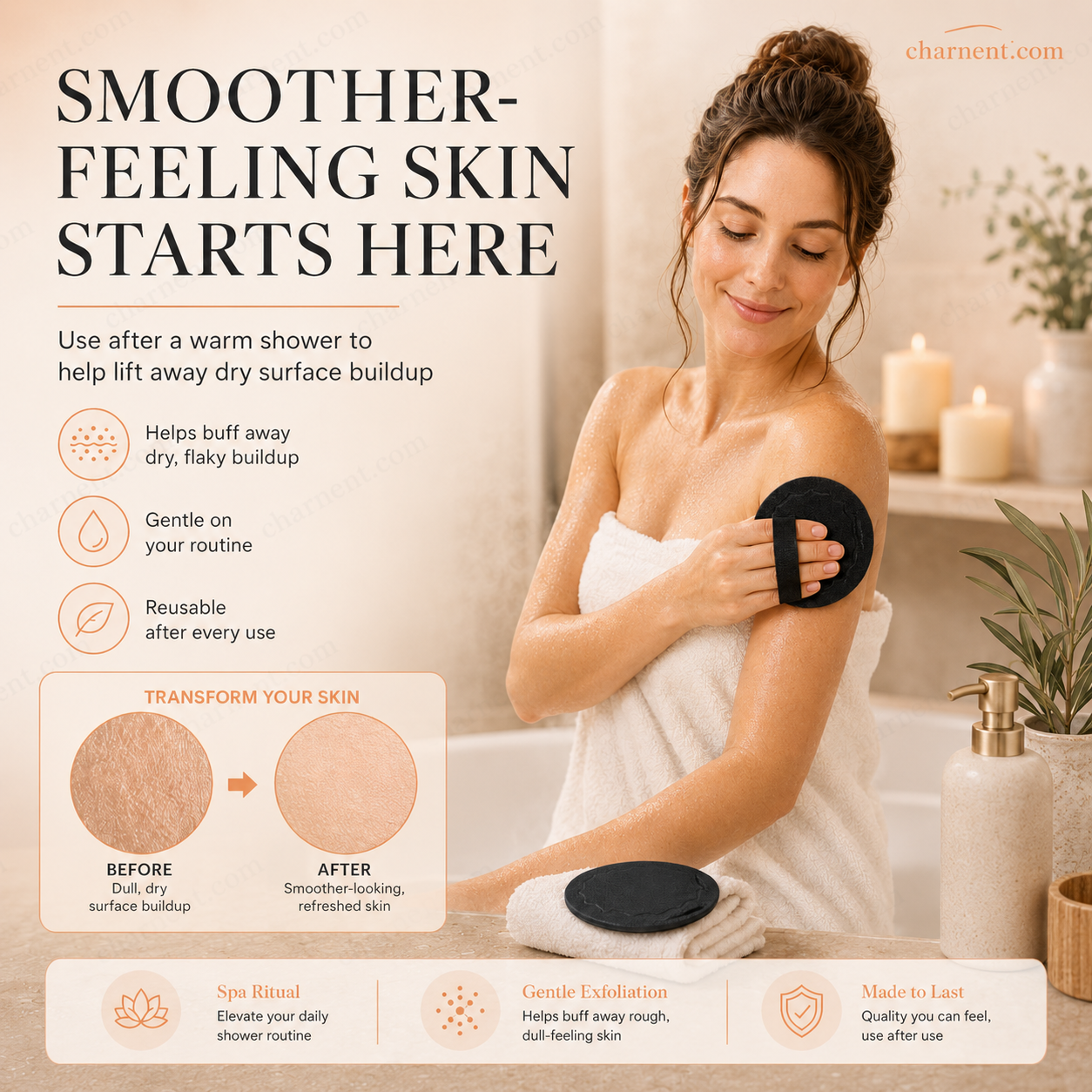 🧽 50 % RABATT NU! ✨ Skrubbhanddukar – exfolierar skonsamt, rensar porer & ger ljusare hud – slitstarkt gummi – lätt att skölja av 🛀