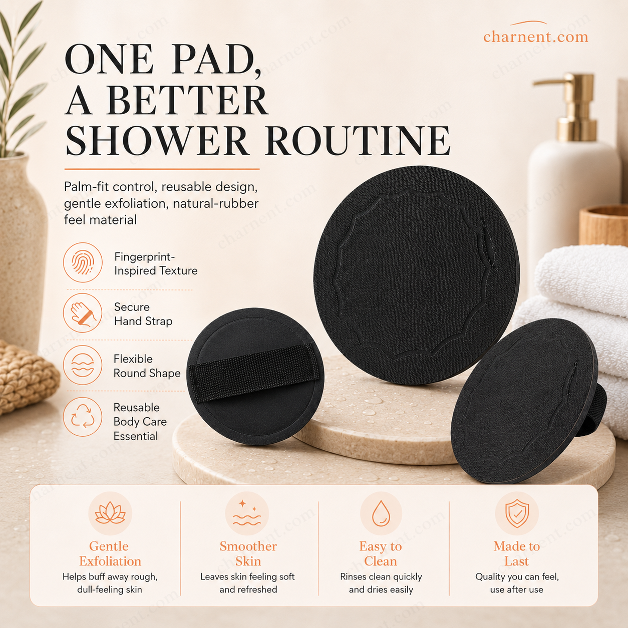 🧽 50 % RABATT NU! ✨ Skrubbhanddukar – exfolierar skonsamt, rensar porer & ger ljusare hud – slitstarkt gummi – lätt att skölja av 🛀