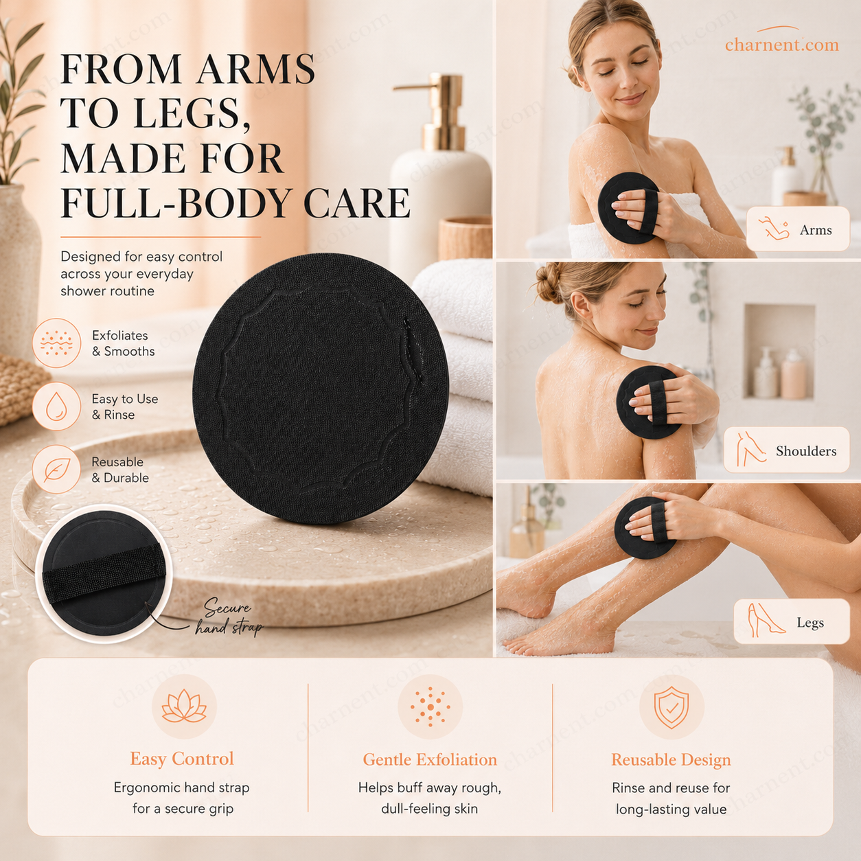🧽 50 % RABATT NU! ✨ Skrubbhanddukar – exfolierar skonsamt, rensar porer & ger ljusare hud – slitstarkt gummi – lätt att skölja av 🛀
