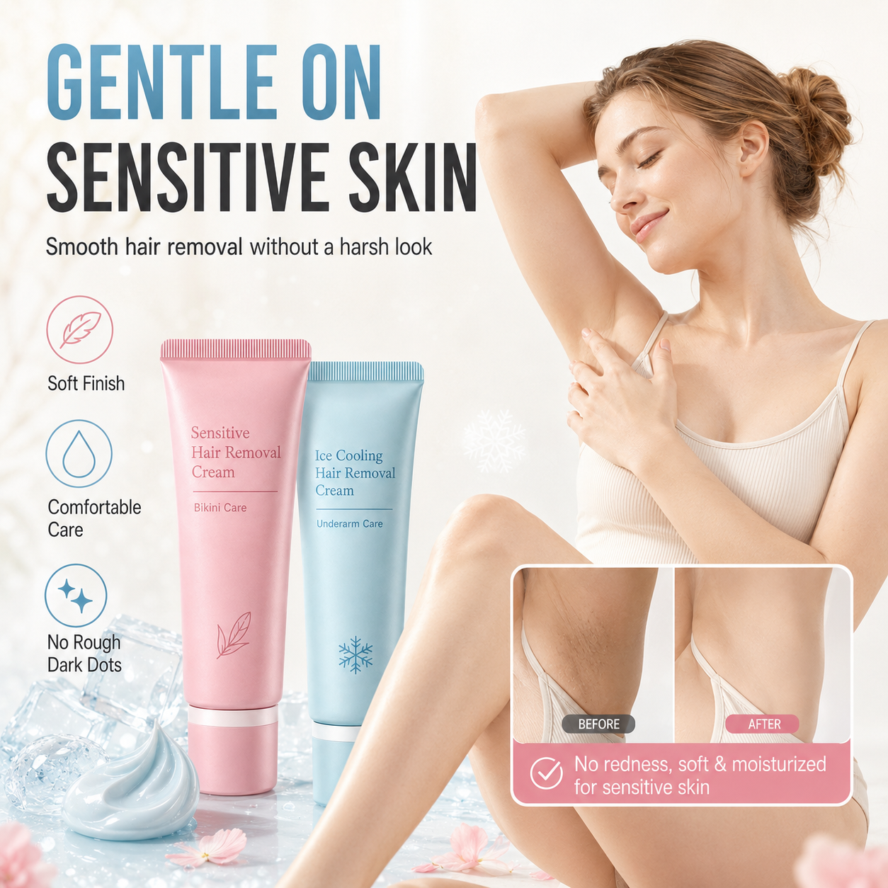 🧴 50% RABATT NU! Skonsam hårborttagningskräm med dubbelvård – lugnar, återfuktar & hämmar håråterväxt – perfekt för armhålor, bikinilinje och känslig hud 🌸✨