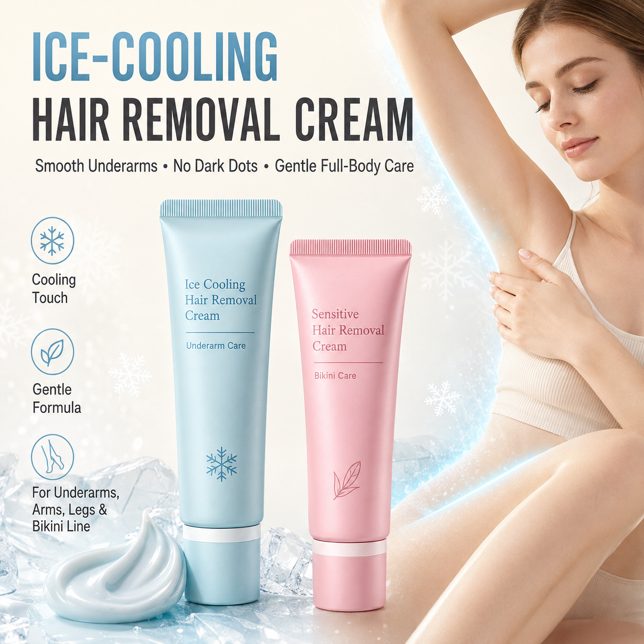 🧴 50% RABATT NU! Skonsam hårborttagningskräm med dubbelvård – lugnar, återfuktar & hämmar håråterväxt – perfekt för armhålor, bikinilinje och känslig hud 🌸✨