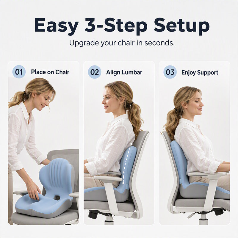 🪑 50 % RABATT NU! ✨ Ergonomisk Sittdyna i Memory Foam med Ryggstöd – Bekväm & Stödjande För Hem, Kontor & Bil