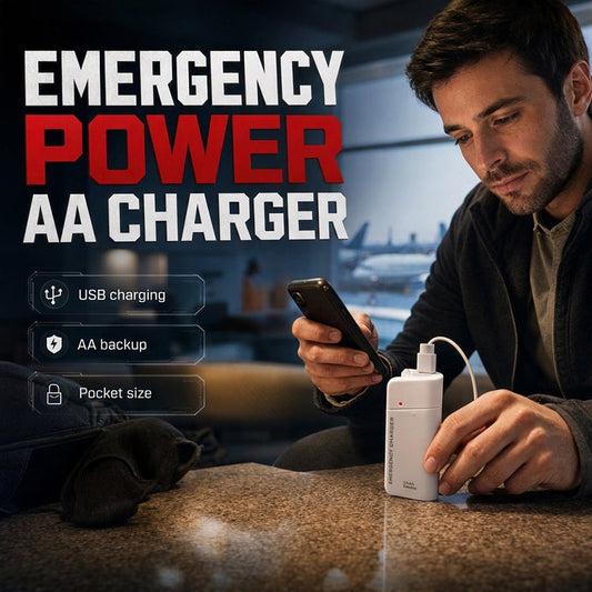 🔋 50 % RABATT! Håll mobilen igång överallt – portabel nödladdare med AA-batterier och inbyggd LED-ficklampa