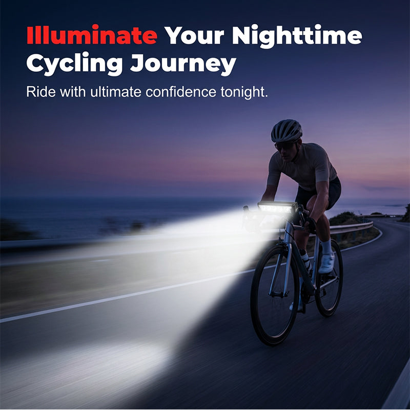 🚴50% RABATT NU! 2000LM Dubbel-Stråle USB Uppladdningsbar Cykellampa, Vattentät Stark Cykelstrålkastare, Justerbart Focus Cykelframlykta för Nattcykling & Mountainbiking