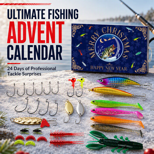Jul Fiskebete Adventskalender Blind Box Set med Minnow Popper Skedar