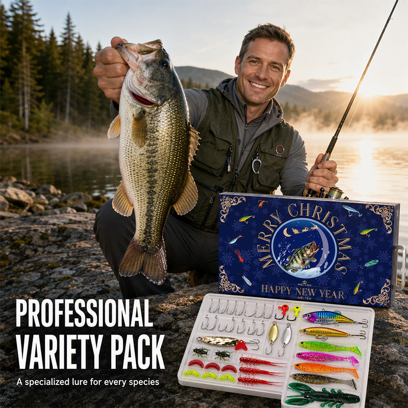 Jul Fiskebete Adventskalender Blind Box Set med Minnow Popper Skedar