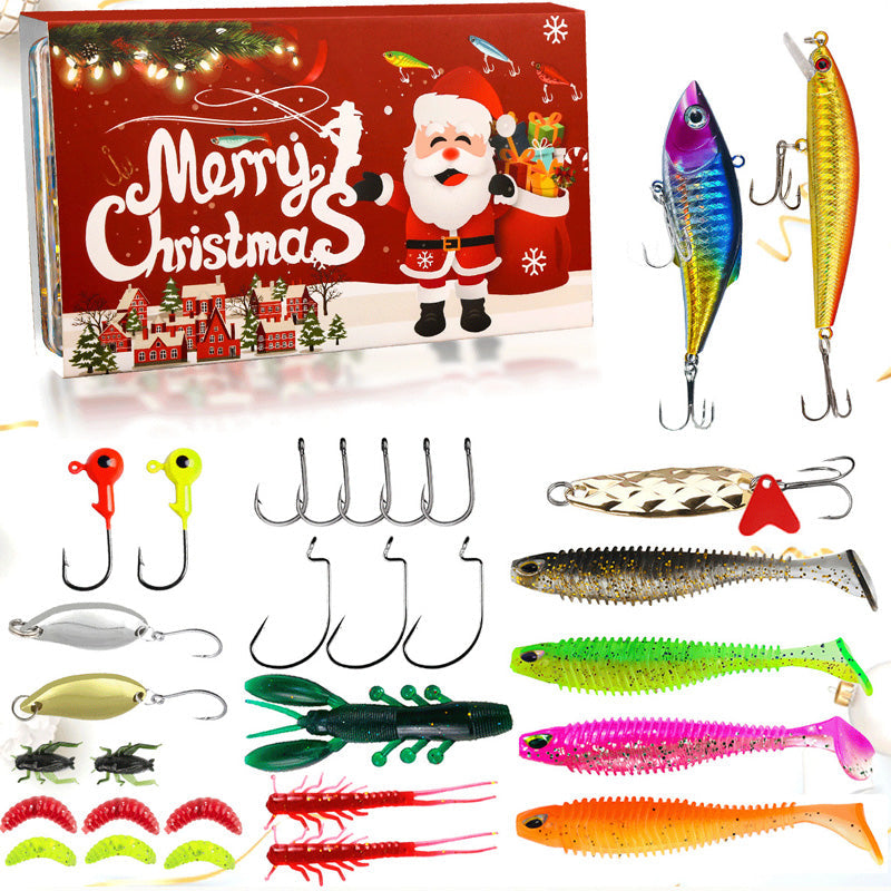 Jul Fiskebete Adventskalender Blind Box Set med Minnow Popper Skedar