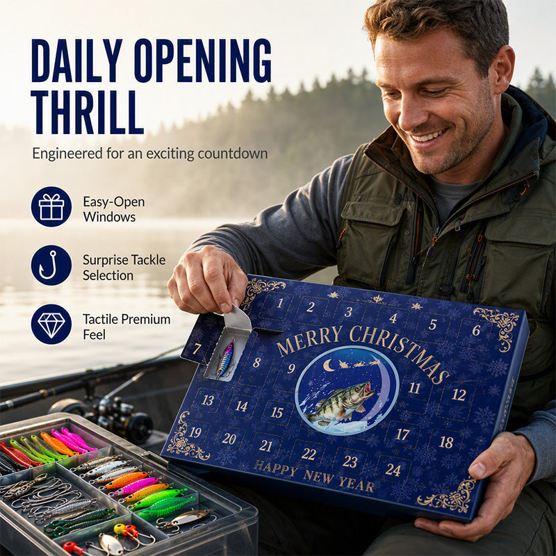 Jul Fiskebete Adventskalender Blind Box Set med Minnow Popper Skedar