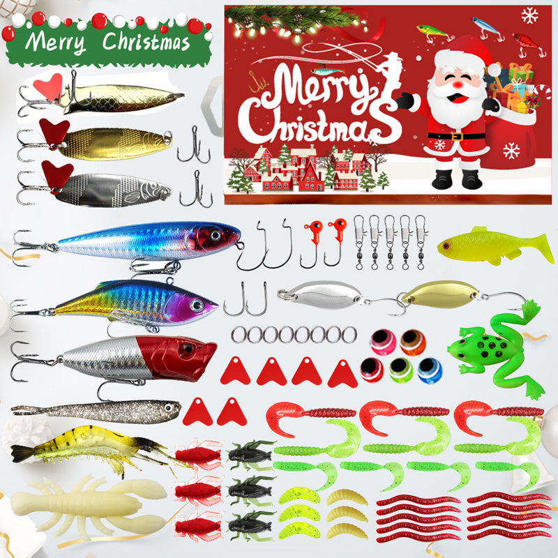 Jul Fiskebete Adventskalender Blind Box Set med Minnow Popper Skedar