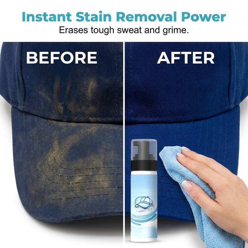 🧢 50% RABATT NU! Effective Stain Remover Spray for Hats – vattenfri skumrengöring, fläckborttagning & skonsam mot tyger – perfekt för kepsar och premiummaterial ✨🧼