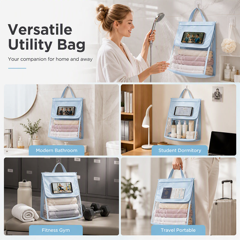 🥳NYHET🔥50% RABATT 🛁🧳 Vattentät duschförvaringsväska｜Vattentätt material, flera fack, bekäm axelrem, lätt, perfekt för dusch, resa och sim✨