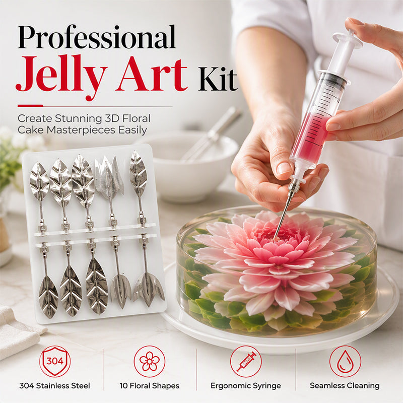 🎂 3D‑verktyg för gelatinkonst – professionellt kit, realistiska blommor & rostfritt stål – perfekt för kreativa efterrättsdekorationer ✨🎨