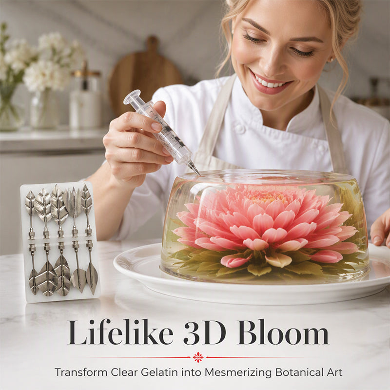 🎂 3D‑verktyg för gelatinkonst – professionellt kit, realistiska blommor & rostfritt stål – perfekt för kreativa efterrättsdekorationer ✨🎨