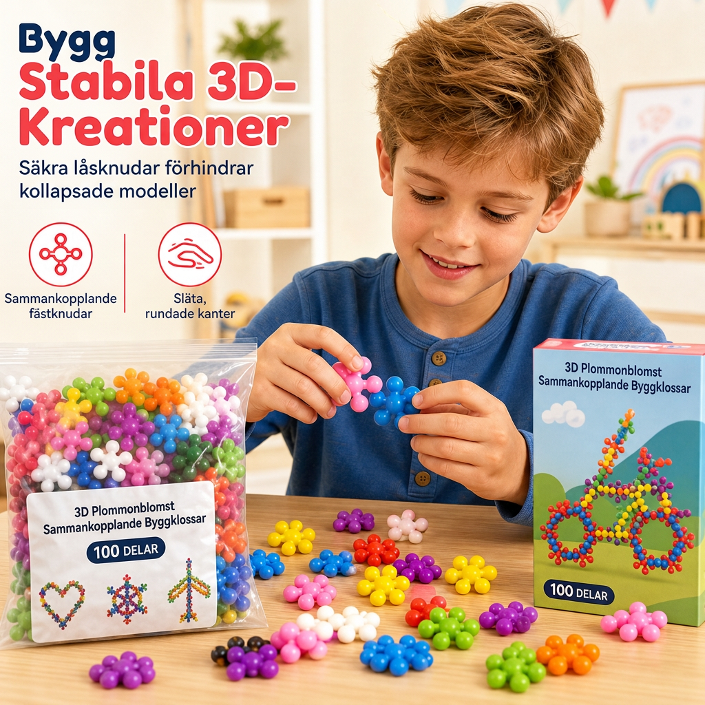 🔥🎁Nyhet 50 % RABATT🔥Barns 3D-sammanfogade snöflingebyggklossar