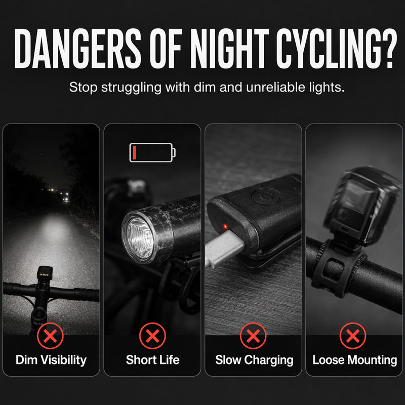 🚲📱 Stötsäkert cykeltelefonfäste + set med 6 LED-lampor – 180 lumen, laddningsbar typ-C, dubbla oberoende lampor, vattentät. Säker nattcykling! 🛡️💪