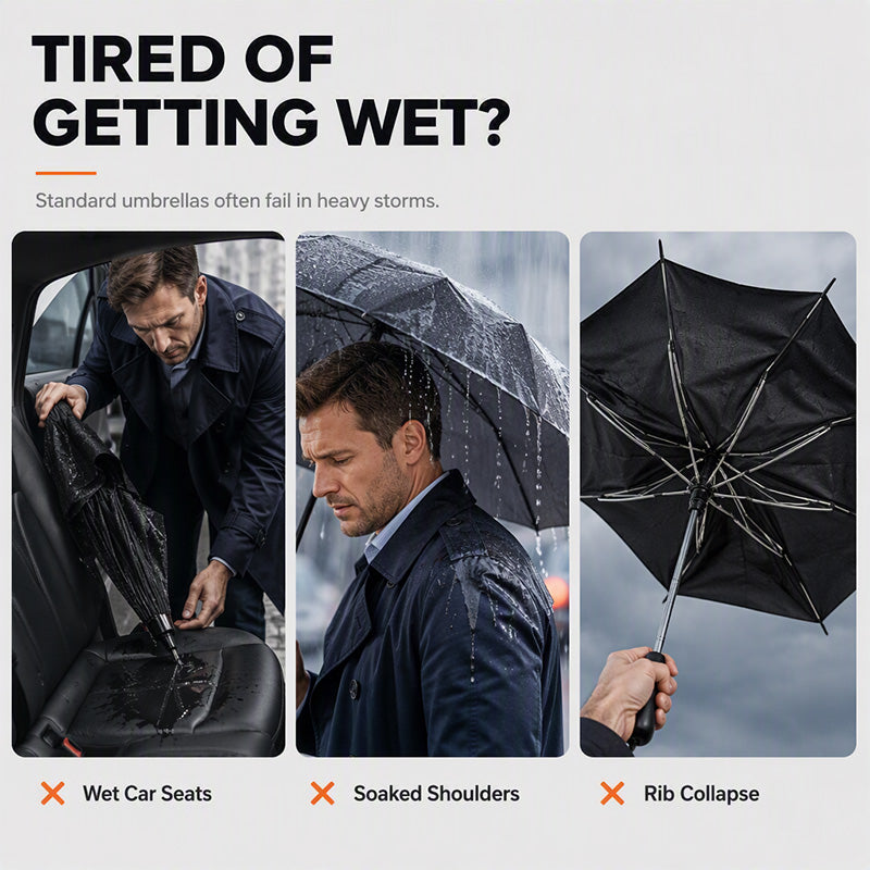 ☔ 50% RABATT NU! Extra Large Windproof Folding Umbrella– perfekt för familjen och pendlare ✨