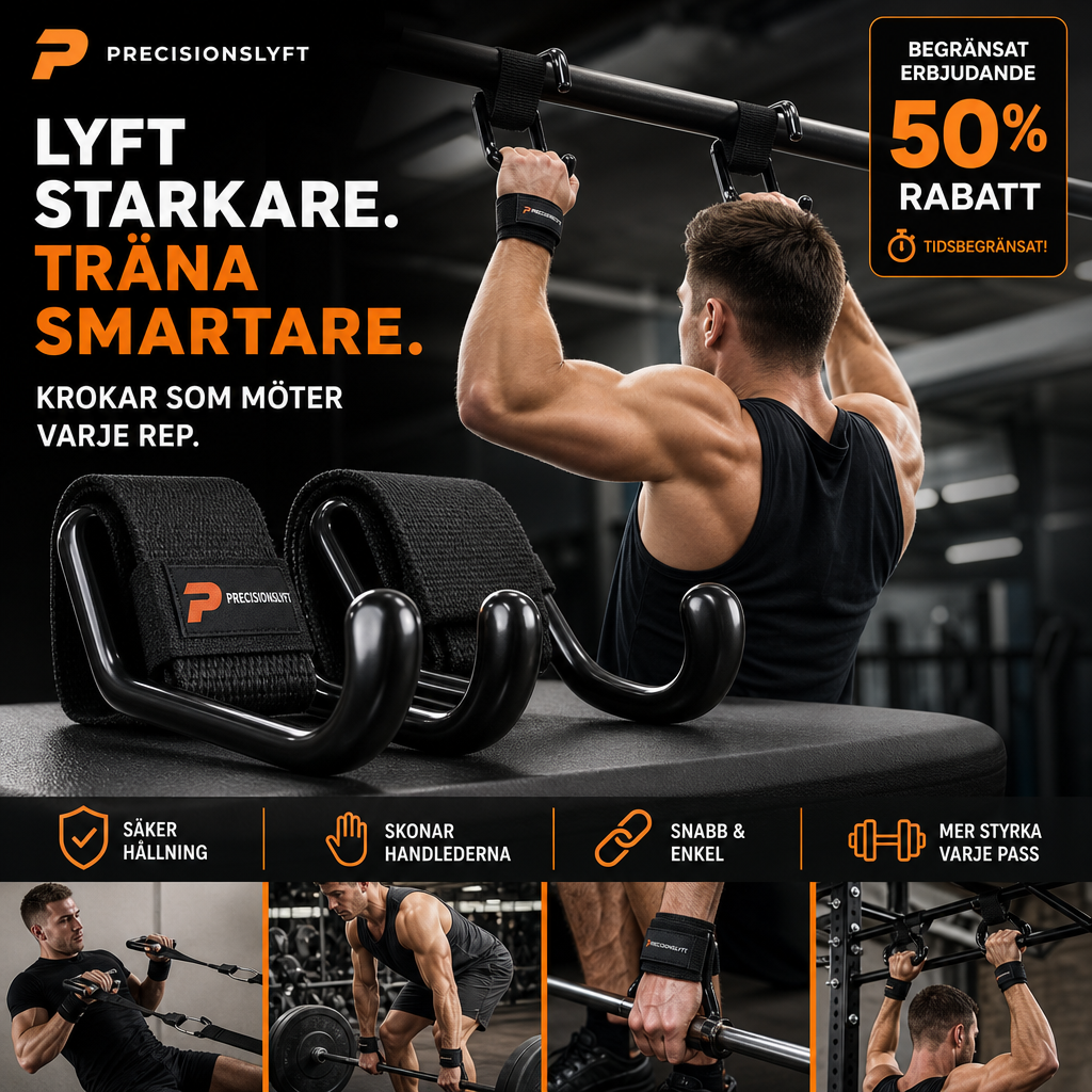 🔥50% RABATT NU! 💪 Tunga lyftremmar med handledskrok för styrketräning – Ökar greppet, minskar belastning på handleder, perfekt för marklyft, bänkpress och kraftträning på gymmet