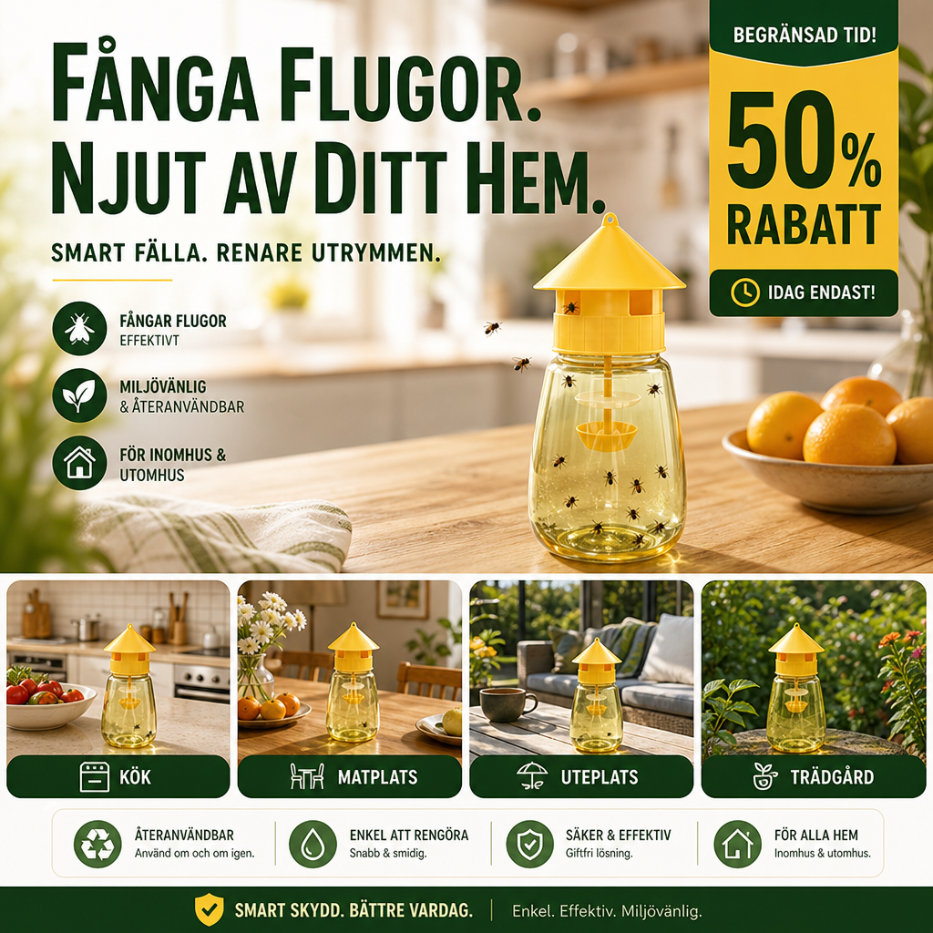 🛒 50% RABATT NU!  Hängande flugfälla – Lockar och fångar flugor, perfekt för kök, trädgård, camping och utomhusfester 🏡✨